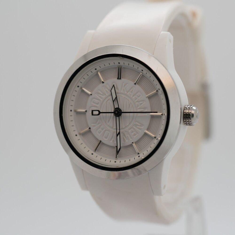 DKNY NY-4861 Womens Watch 38mm White Silicone Strap New Battery Running